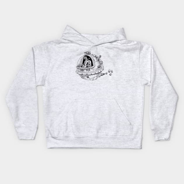 Yeti crusing space Kids Hoodie by awcomix